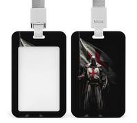 Templars Knights Flag Funny ID Card Badge Holder Vertical Protector Case with Lanyard for Office Work