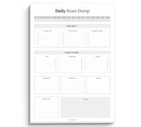 Templatables Brain Dump Notepad, to Do List Desk Pad, Productivity Planner, ADHD Daily Planner | 50 Undated Tear Away Sheets A4 (Mono)