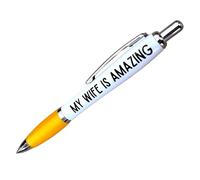 Templatables Fun & Rude Novelty Pens - Funny Gifts for Men, Women, Friends, Husbands, Wives and Family (My Wife Is Amazing, Yellow)