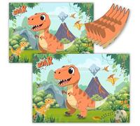 Templatables Pin the Tail on the Dinosaur Game - Dinosaur Party Game for Kids, Birthday Party Decorations, A2 Poster, 30 Stickers, Blindfold Kids Game, Dino Party Supplies