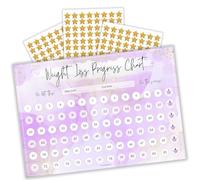 Templatables Weight Loss Progress Chart Poster with 88 Gold Star Stickers - A4 Size | Watercolour Design | Thick 450gsm Card | Track Every Pound Lost | Wall Chart for Slimming Motivation (Purple)