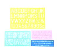 Templates Rulers Set, Plastic Drawing Stencils with Numbers and Letters, 4 Pieces Colorful Kit for Children - Durable Design, Learning Aid for Painting and Math