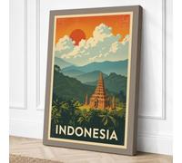 Temple Among Mountains Canvas Wall Art Print 30x20 Inch (76 x 51 cm)