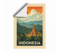 Temple Among Mountains Vintage Unframed Wall Art Print A4 (29.7×21cm), Wall Decor for Living Room, Bedroom, Office & Home, Art Gift