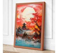 Temple Beneath the Moon Canvas Wall Art Print 18x12 Inch (46 x 30 cm)