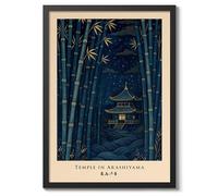 Temple In Arashiyama Poster, Vintage Japanese Travel Print, Retro Wall Art Décor, A3 (Black Frame) - 45x32.8cm