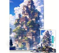 Temple in The Sky Jigsaw Puzzles 1000 Pieces for Adults Memory Boost Warm Time Image Assembly Fine Art Piece (50x75cm)
