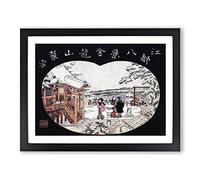 Temple In The Snow By Torii Kiyonaga Asian Japanese Framed Print | A4 Black Framed Wall Art | Ready to Hang | Asian Religious Picture | Living Room Bedroom Lounge Office