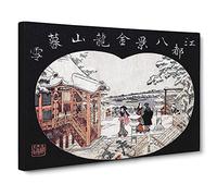 Temple In The Snow By Torii Kiyonaga Canvas Print | Gallery Wrapped 30mm Frame Wall Art | 24x16 inches | Ready to Hang | Asian Landscape Picture | Living Room Bedroom Lounge Office