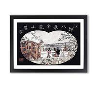 Temple in The Snow by Torii Kiyonaga Framed Print | A2 Black Framed Wall Art | Ready to Hang | Modern Religious Picture | Living Room Bedroom Lounge Office