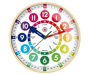Temple Lodge Children’s Learning Large 12” Wall Clock - Early Development and Activity, Learn to Tell the Time- Safe Acrylic Face, Silent Sweep Mechanism