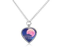 Temple of Aegina Ancient Greece Cute Pet Urn Necklace Cremation Jewelry for Ashes Heart-shaped Pendants for Dog Cat Lover