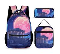 Temple of Aegina Ancient Greece Printed Dayback Set with Lunch Bag And Pencil Case Lightweight Classic Backpack Set 3pcs