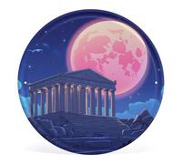 Temple of Aegina Ancient Greece Printed Vintage Iron Tin Sign Round Retro Hanging Plate Wall Decor Home Cafes Office