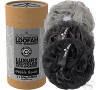 Temple Spring Loofah Shower Sponge, Recycled Body Scrubber Scrunchies, Exfoliating Bath Sponge, Shower Puff Bath Sponges for Adults, Loofah Back Scrubber Pouffe, Loofa Body Scrub Exfoliator - Grey