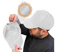 Temple Tape Fleece Lined Trucker Hats - Designed for Men & Women - Mesh Back Adjustable Snapback Closure - UV Sun Protection, White, One Size