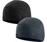 Temple Tape Tactical Fleece Watch Cap Beanie - Skull Cap Fleece Hat - 2 Pack Black/Graphite Gray - One Size (Fits Most Heads)