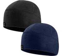 Temple Tape Tactical Fleece Watch Cap Beanie - Skull Cap Fleece Hat - 2 Pack Black/Navy - One Size (Fits Most Heads)