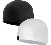 Temple Tape Tactical Fleece Watch Cap Beanie - Skull Cap Fleece Hat - 2 Pack Black/Pure White - XL (for Larger Heads)