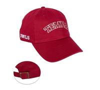 Temple University Baseball Hat TU Owls Brimmed Embroirderd Hats Cap Adjustable Cloth Strap Adult (Style F) Red, Red, One size