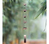 Temple Wind Chime Fengshui Bell, Red Copper Wind Chimes with 5 Bells, Sympathy Wind Chimes Outdoor Gifts for Mother Gift,Good Luck Bless for Home Garden Bell Hanging Windchime Blessing Decoration Gift