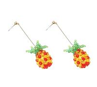 TEMPNAP 1 Pair Fruit Ear Pendant Earrings for Silver Crystal Pineapple Strawberry Studs Lightweight Ear Accessories for Everyday Special Occasions for Birthdays Holidays