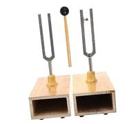 TEMPNAP 1 Set Tuning Fork with Hammer and Wood Base Durable Acoustic Experiment Tools for Education Sound Therapy and Musical Applications