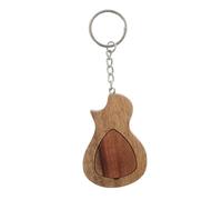 TEMPNAP 1 Set Wooden Guitar Pick Storage Box with Keychain Creative Plectrum Keyring Durable Wood Magnet Material Lightweight Compact Design for Guitarists