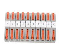 TEMPNAP 10 Sets Rail Terminal Blocks Quick Connect Electrical Connector with Lever for Solid and Flexible Wire Brass and Nylon Shell Din Light Grey for Industrial and Residential Wiring
