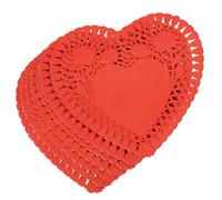 TEMPNAP 100 Sheets Mini Heart Paper Doilies in Red for Cake Plates and Wedding Decorations, Paper Lace Doilies to Decorate Desserts, Safe and Healthy Valentine's Day Table Accessories