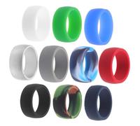 TEMPNAP 10Pcs Colored Silicone Rings for Men and Women Soft Flexible Sports Finger Bands Comfortable Wedding Band Alternative for Outdoor Activities