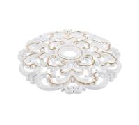 TEMPNAP 12 Inch Ceiling Medallion Round Plastic Decorative Plate in White and Light Gold for Bedroom Pendant and Flush Mount Lights with Easy Fit System for Ceiling Fans