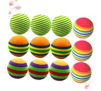 TEMPNAP 12Pcs Colorful EVA Training Balls for Indoor Cat Play Soft Lightweight Foam Balls with Stripe Pattern Pet for Exercise and Interactive Entertainment Styles