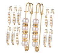 TEMPNAP 12Pcs Faux Pearl Brooch Pins Waist Adjuster for Pants Exposure Safety Pins for Jeans Dresses Sweaters Comfortable Waistline Enhancer for Everyday Wear