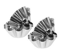TEMPNAP 12Pcs Stainless Steel Flower Tart Pans Non-Stick Reusable Baking Mold for Muffins Egg Tarts Mini Cupcakes Kitchen Dessert Bakeware