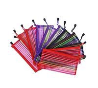 TEMPNAP 18Pcs Colorful Portable File Organizer Bags with Reinforced Zipper Mesh Zippered Document Pouches for Office and School Supplies Clear PVC Storage Holders