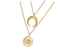 TEMPNAP 1pc Retro Multi-layer Necklace Sun and Moon Pendant Chic Neck Chain for Women Accessory for Parties and Everyday Wear Unique Clavicle Jewelry