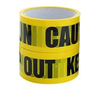 TEMPNAP 2 Rolls Caution Tape Weather Resistant PE Warning Tape for Hazardous Areas Halloween Decor High Visibility Yellow with Black Lettering Tear Resistant for Indoor Outdoor Use