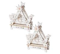 TEMPNAP 2 Sets DIY Model Kit Wooden Puzzle Educational Stem Building for Adults Boys Imaginative Play and Decoration