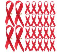 TEMPNAP 200pcs Red Ribbon Brooch for Awareness Events Portable Fundraising Ribbons Breast Support Accessories Compassion Symbol for Women and Charity Activities