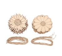 TEMPNAP 20Pcs Flower Shape Unfinished Wood Chips for DIY Crafts Sunflower Wooden Cutouts for Painting Writing and Educational Art Projects Natural Wood Material