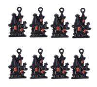 TEMPNAP 20pcs Halloween Castle Charm Black Alloy Haunted House Pendant