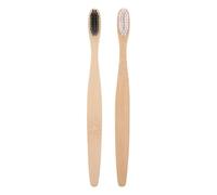 TEMPNAP 2pcs Adult Natural Bamboo Toothbrushes with Flexible Bristles and Synthetic Material Handle for Effective Tooth Cleaning and Calculus Removal