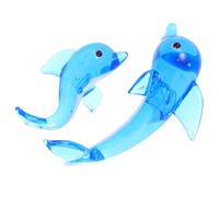 TEMPNAP 2pcs Blue Glass Dolphin Ornaments with Smooth Surface and Easy to Clean Finish, Cute Marine Animal Figurines for Home Or Office Sea Themed Decorations