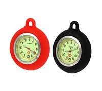TEMPNAP 2pcs Glow in The Dark Silicone Nurse Pocket Watch Dial Set with Black and Red Jelly Silicone Straps, Quartz Watch Accessory for Medical Staff, Vintage Style for Healthcare Professionals