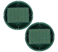 TEMPNAP 2pcs Green Wet Floral Foam Rounds with Plastic Bowls for Stable Fixation and Arranging Artificial Flowers, for Wedding Decorations and Compact Living Areas