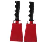 TEMPNAP 2pcs Handheld Cow Bells with Handle Red Noise Makers for Football Games Sporting Event Cheering Bells for Parties and Crowd Cheers