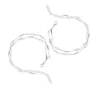 TEMPNAP 2pcs Metal Tube Ankle Chains Silver Summer Beach Foot Jewelry Women Fashion Anklets for Festivals Weddings Daily Wear Comfortable Polished Finish
