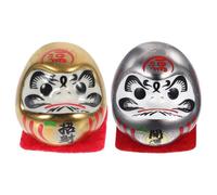 TEMPNAP 2pcs Mini Ceramic Lucky Egg Figurines Traditional Japanese Style Indoor Decoration and Collectible Dolls for Birthday and Outdoor Use