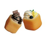 TEMPNAP 2PCS Miniature Dollhouse Food Non Toxic Mini Ice Cream and Toast Dessert Models with Vibrant Colors Safe Smooth Edges for Creative Pretend Play and DIY Micro Landscape Decoration